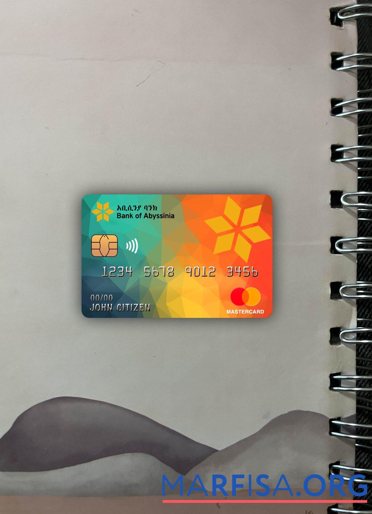 Realistic Ethiopia Bank of Abyssinia bank master card photolook front template